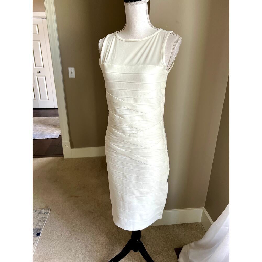 Dress the Population white bodycon stretchy cocktail party dress size L - Picture 2 of 6